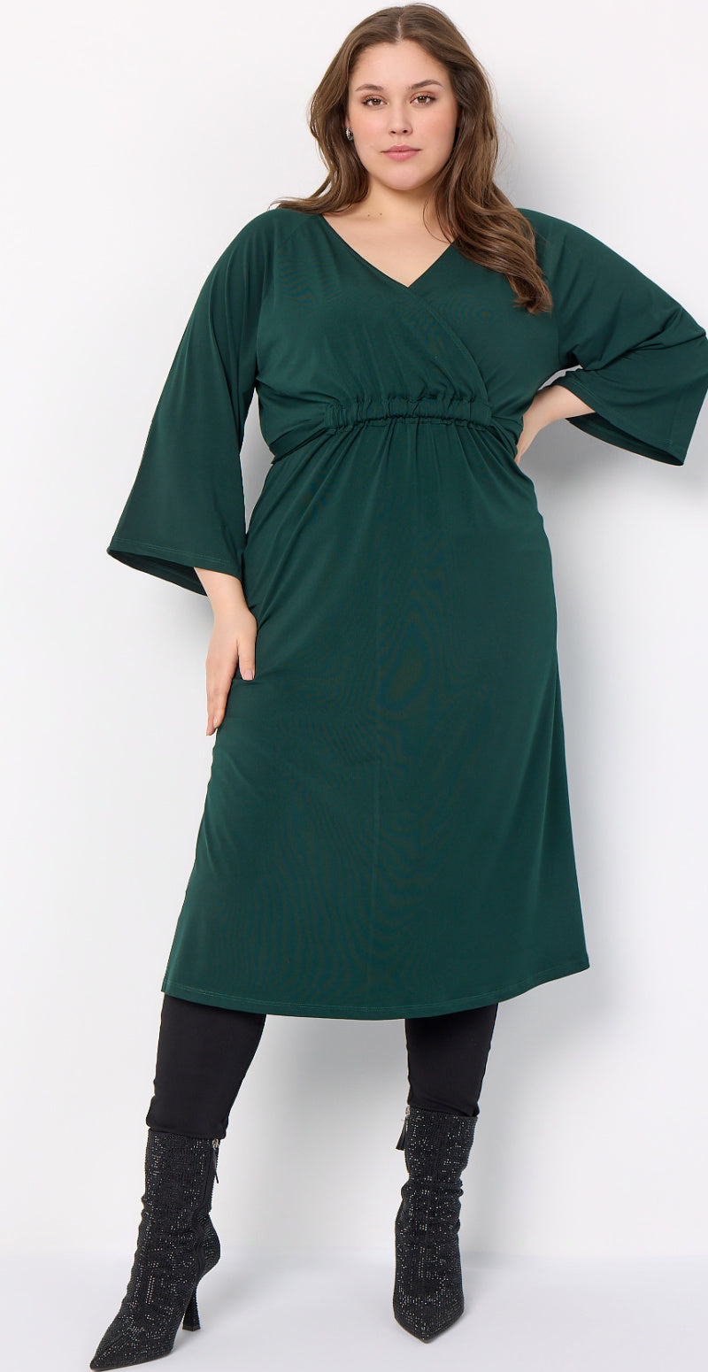 Kjole med slå-om design mørkegrøn