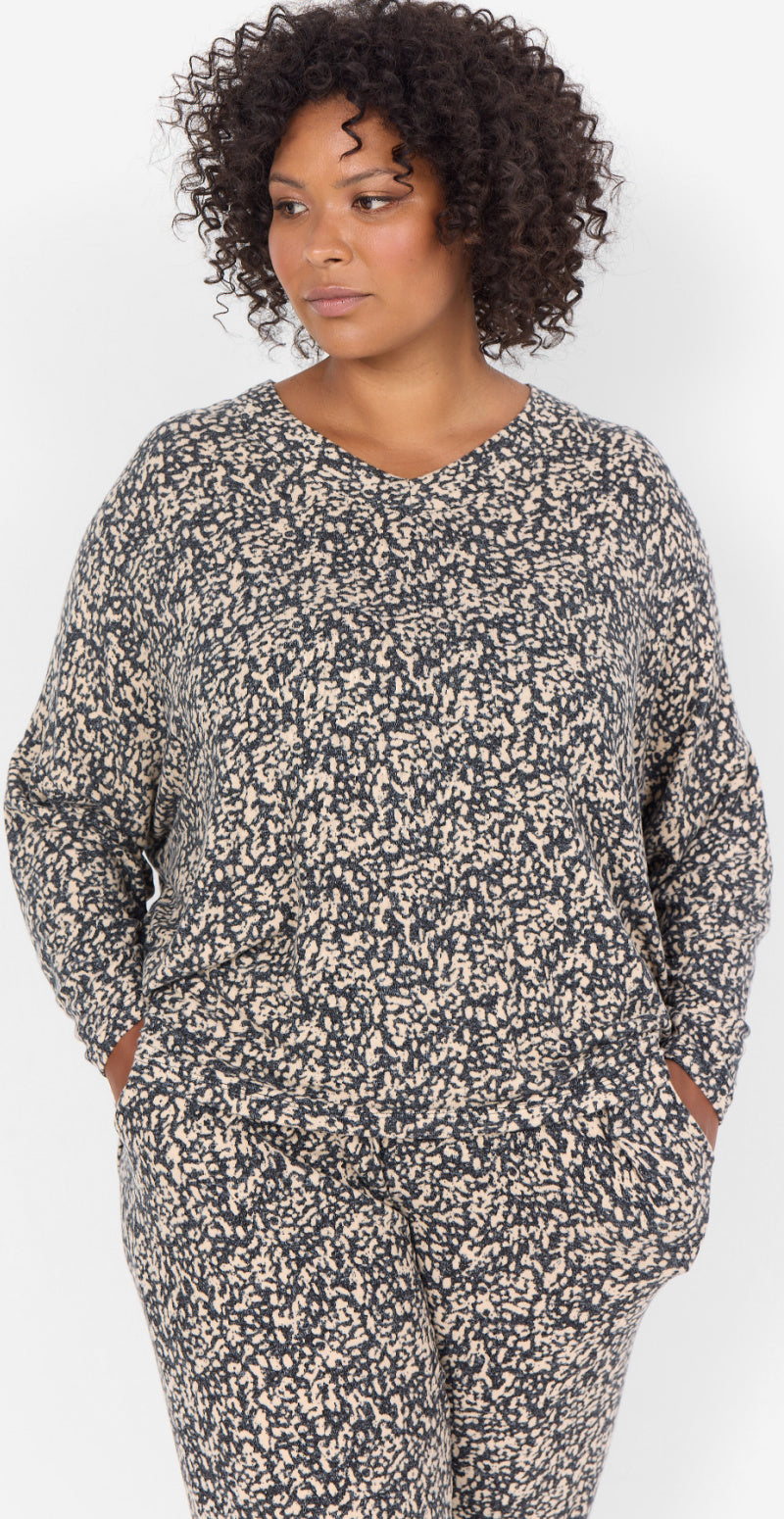 Bluse med print sort