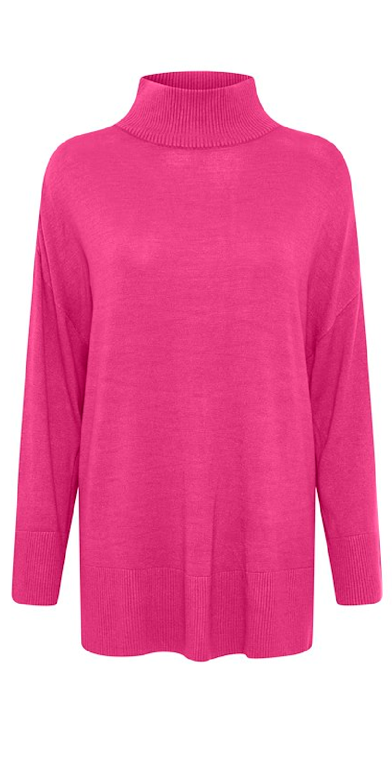 Strikbluse med krave pink