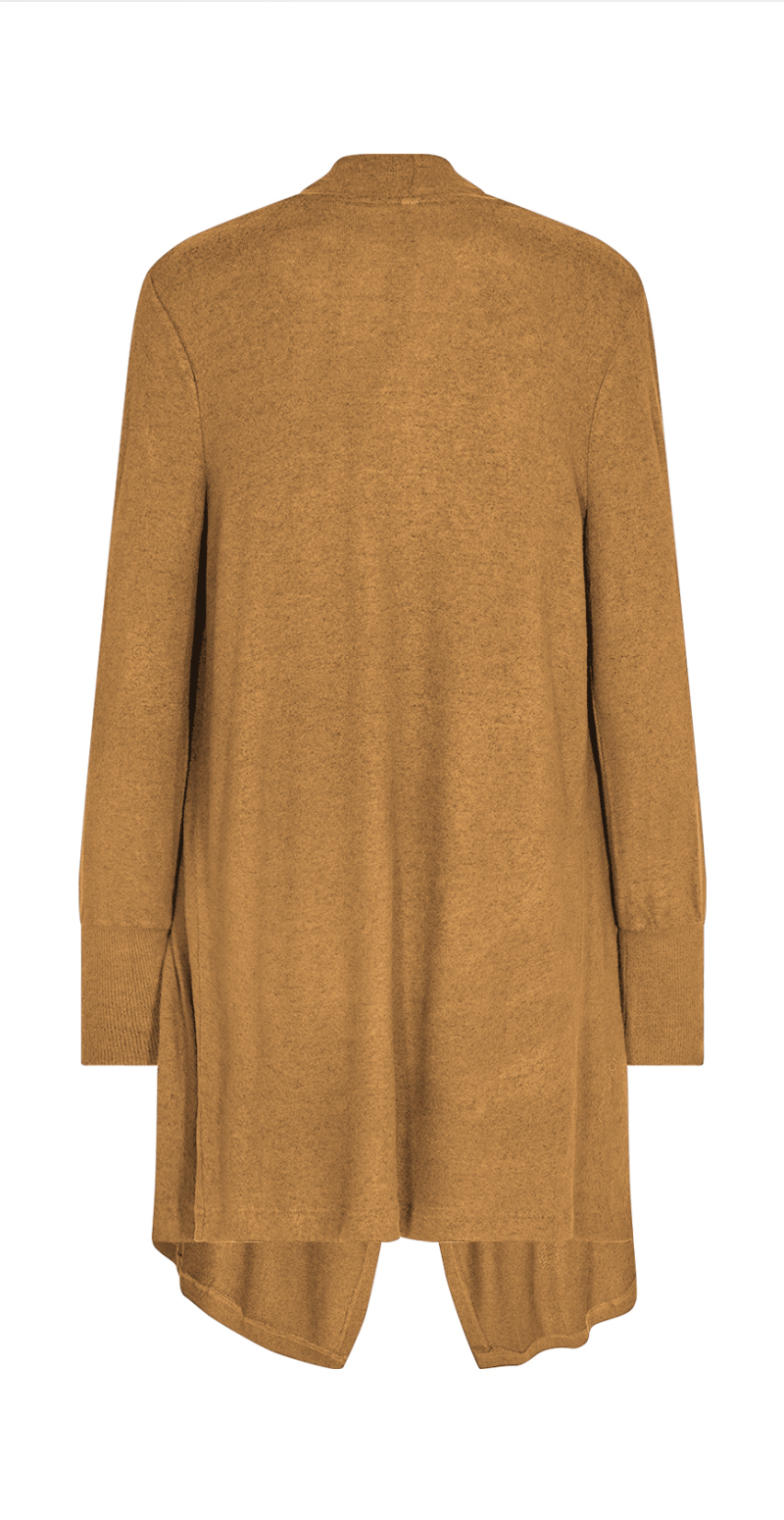 Cardigan med draperet front gul