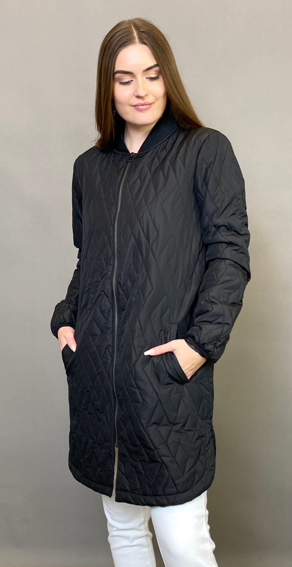 Quiltet jakke med lommer sort