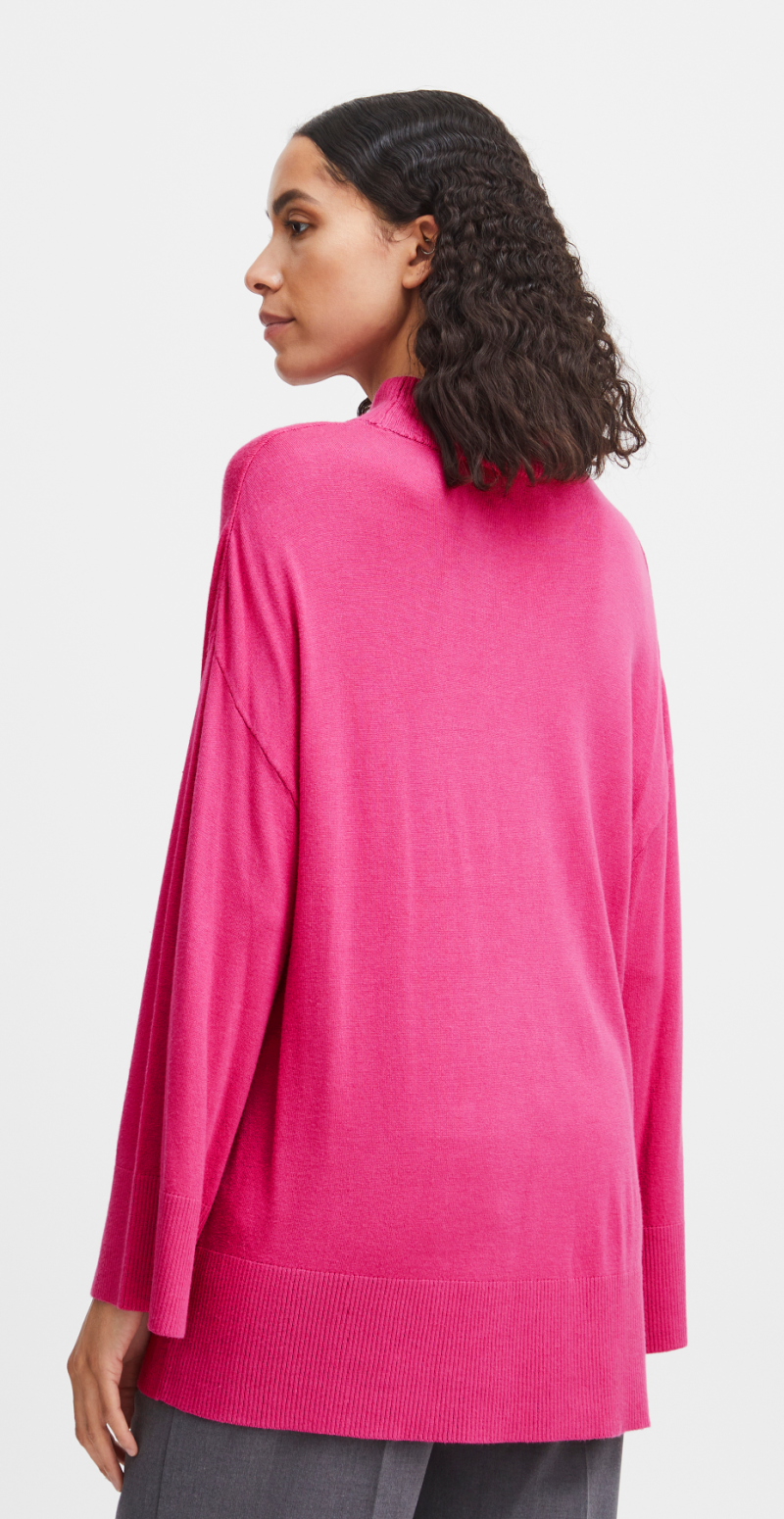 Strikbluse med krave pink