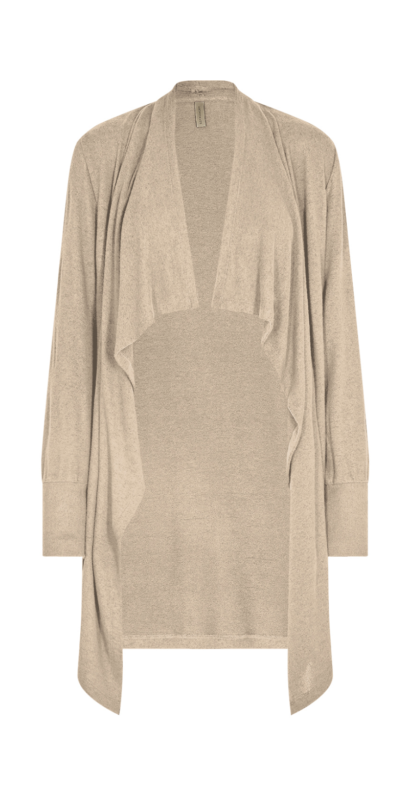 Cardigan med draperet front sand