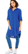 Tunika med knapper og krave blå Likelondon