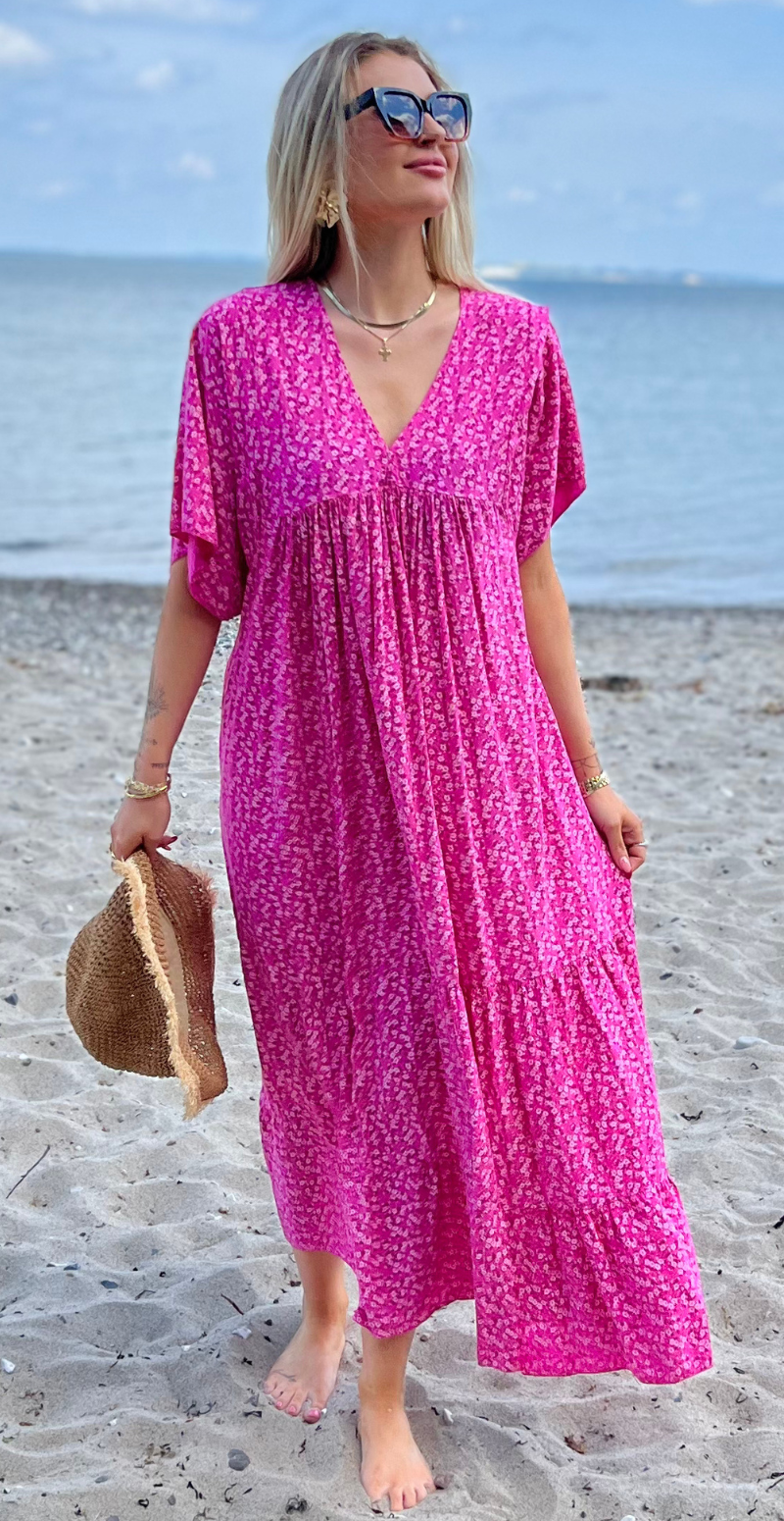 pink maxi kjole med blomsterprint fra likelondon