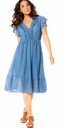 Maddie kjole med korte ærmer blå LikeLondon