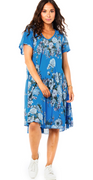 June A-formet kjole med blomsterprint royalblue LikeLondon