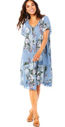 June A-formet kjole med blomsterprint denim LikeLondon