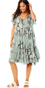 June A-formet kjole med blomsterprint khaki LikeLondon