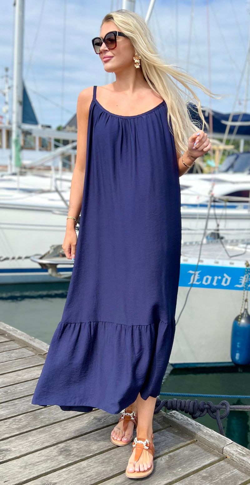 Navy Lydia kjole med stropper