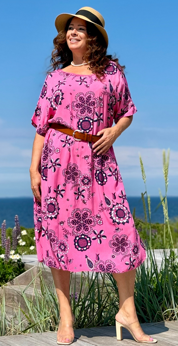 Penny kjole med mønster pink