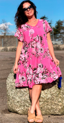 June A-formet kjole med blomsterprint pink LikeLondon