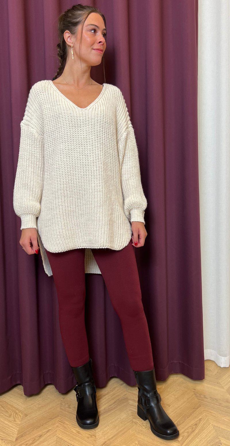 Aline leggings med fleece bordeaux Likelondon