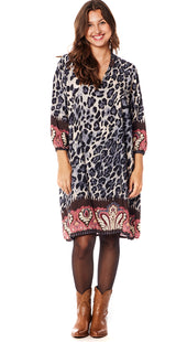 Kjole med leopardprint grå Likelondon