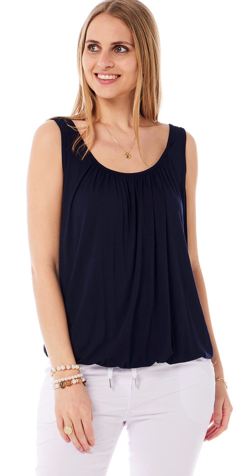 Lulu ensfarvet top navy LikeLondon