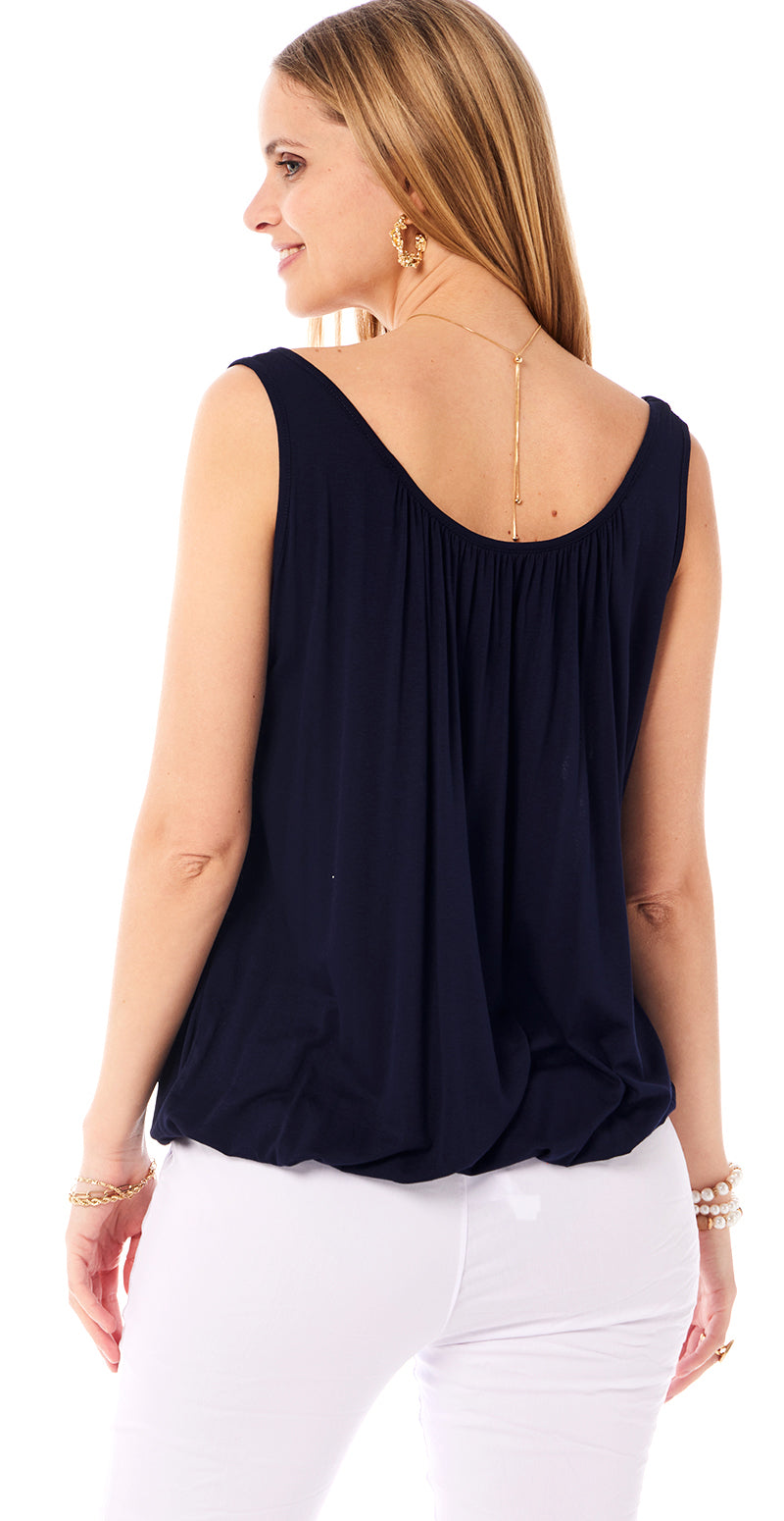 Lulu ensfarvet top navy LikeLondon