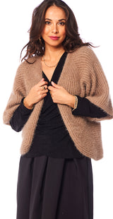 Kortærmet strikcardigan camel LikeLondon