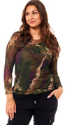 Mesh bluse med print army Likelondon