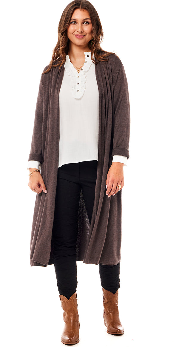 Lang cardigan brun Likelondon
