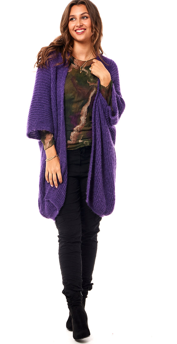 Strikcardigan lilla Likelondon