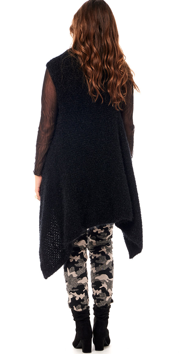 Strikvest med drapering sort Likelondon