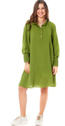 Emma kjole med smock detalje grøn Likelondon