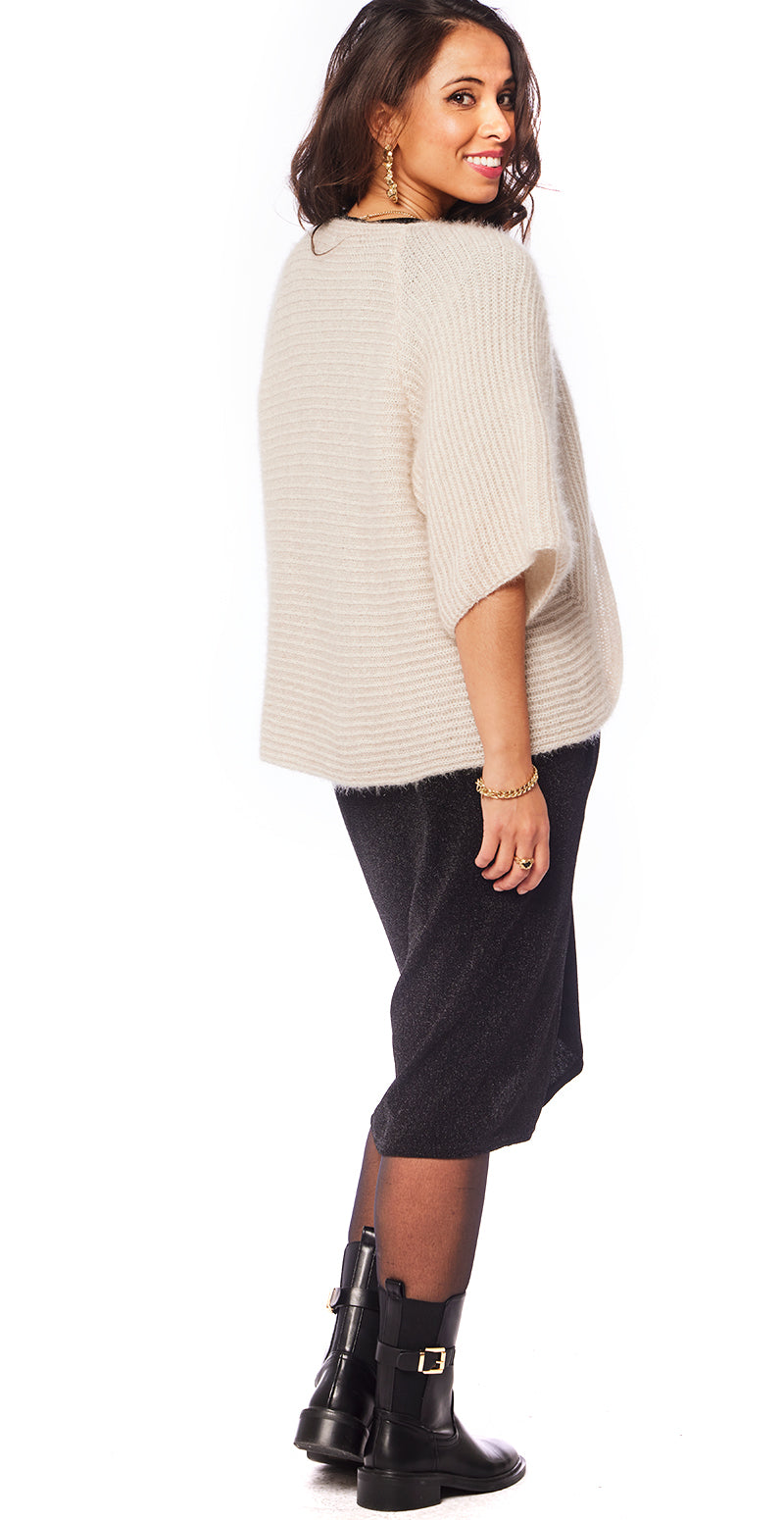 Forudbestil uge 49 - Kortærmet strikcardigan beige LikeLondon
