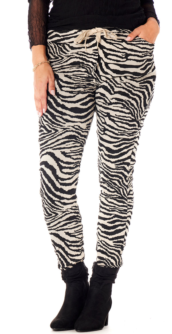 Bukser med zebra print beige Likelondon