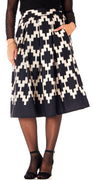 Gry nederdel m. mønster sort Likelondon