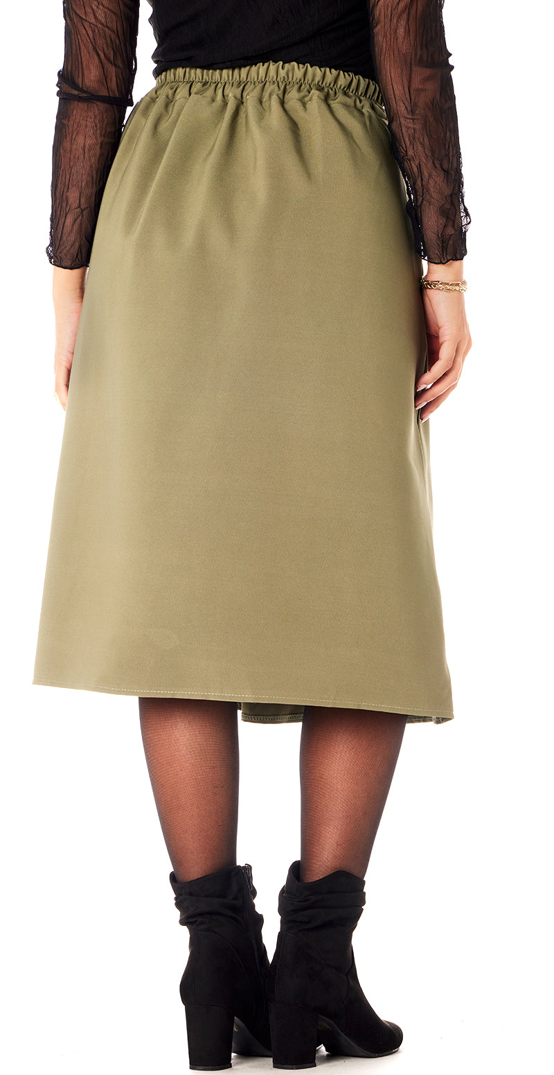 Gry nederdel khaki Likelondon