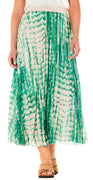 Plisseret nederdel med tie-dye mønster grøn Likelondon