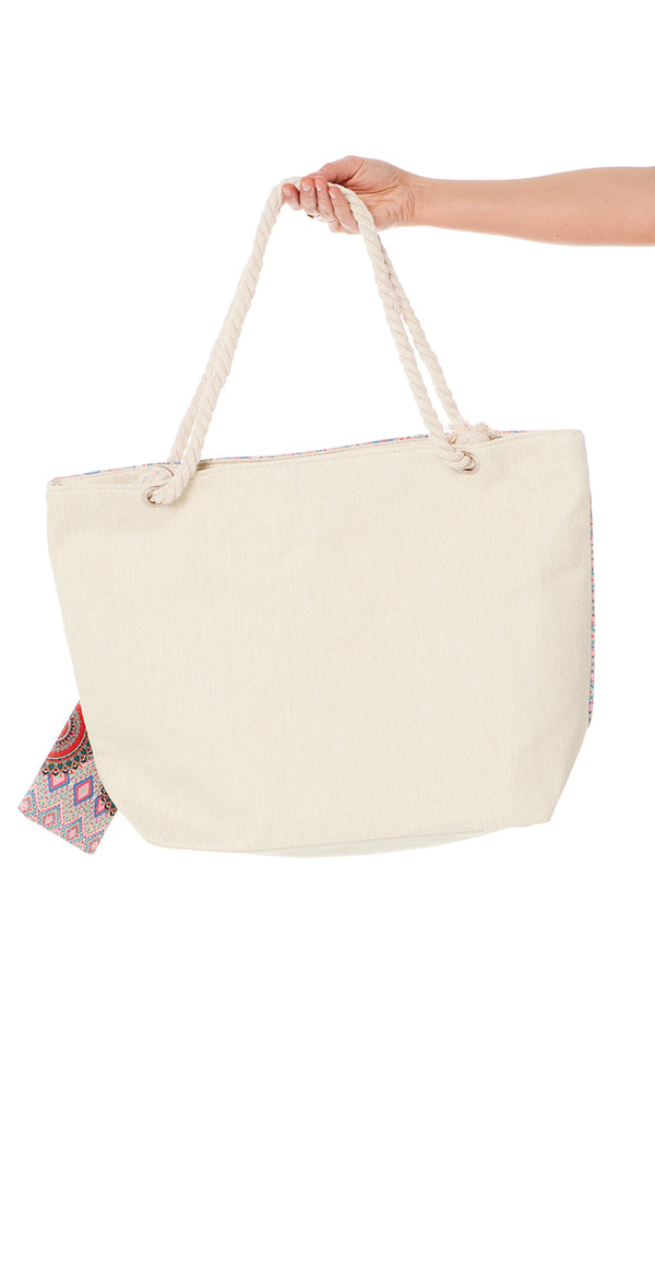 Strandtaske med mønster rosa Likelondon