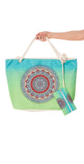 Strandtaske med mønster grøn Likelondon