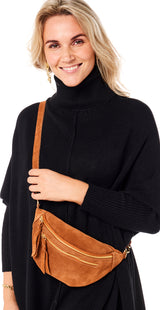 Taske i ruskind camel Likelondon