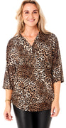 Bluse med stort leopard print Likelondon