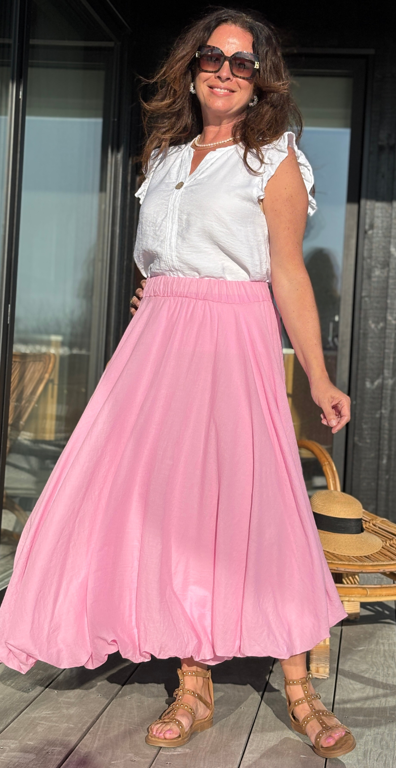 Senada ballon nederdel med elastikkant pink LikeLondon