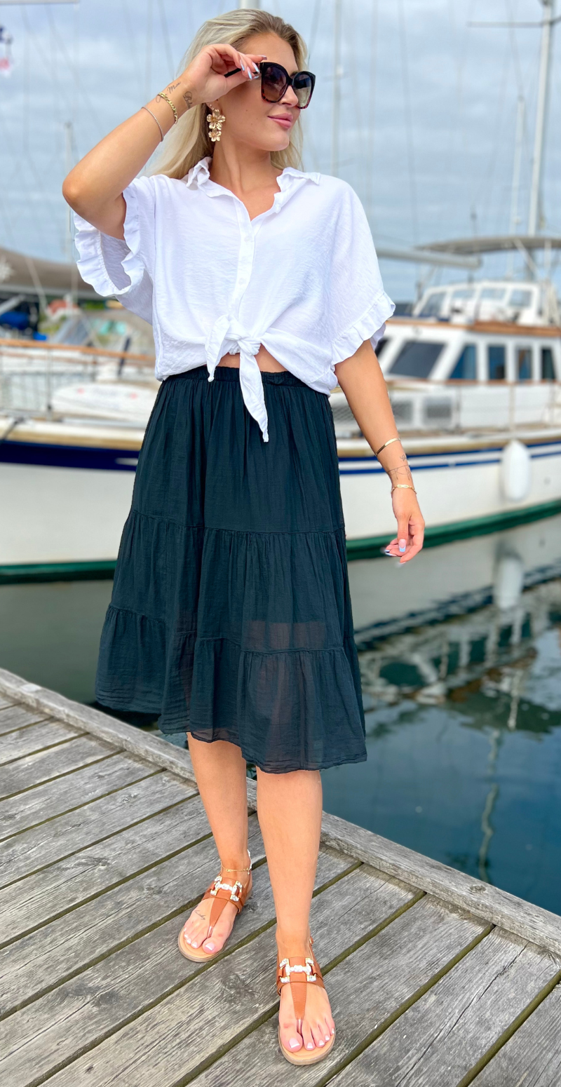 Gigi nederdel med peplum sort