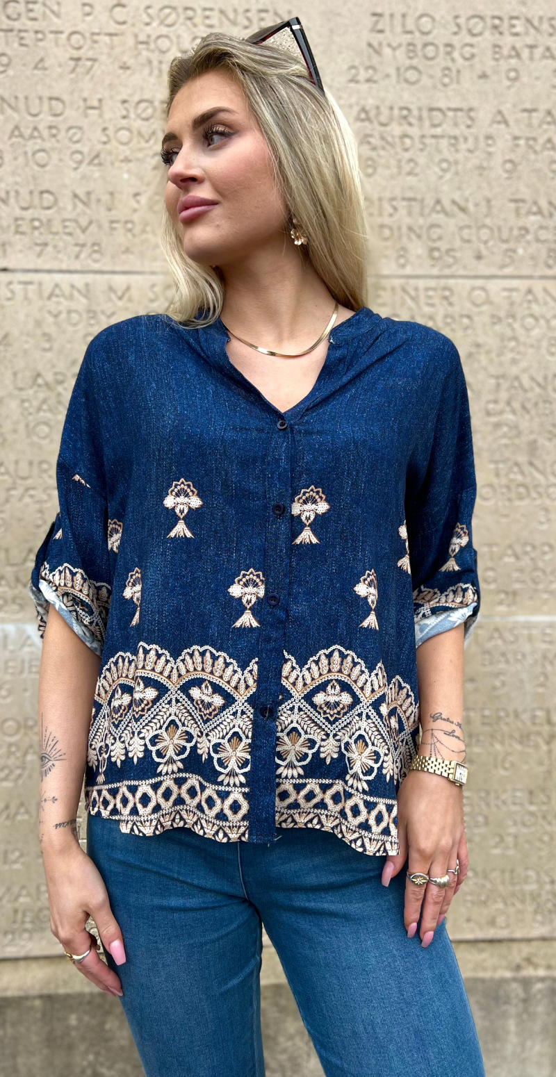 Jennifer skjorte med print navy