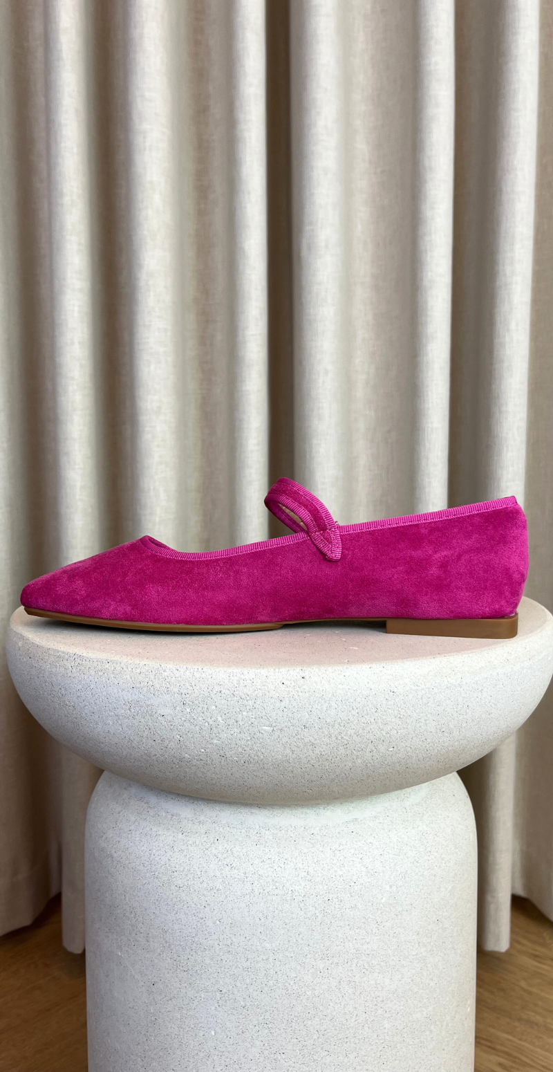 ballerina med rem fushia inderside likelondon shoes