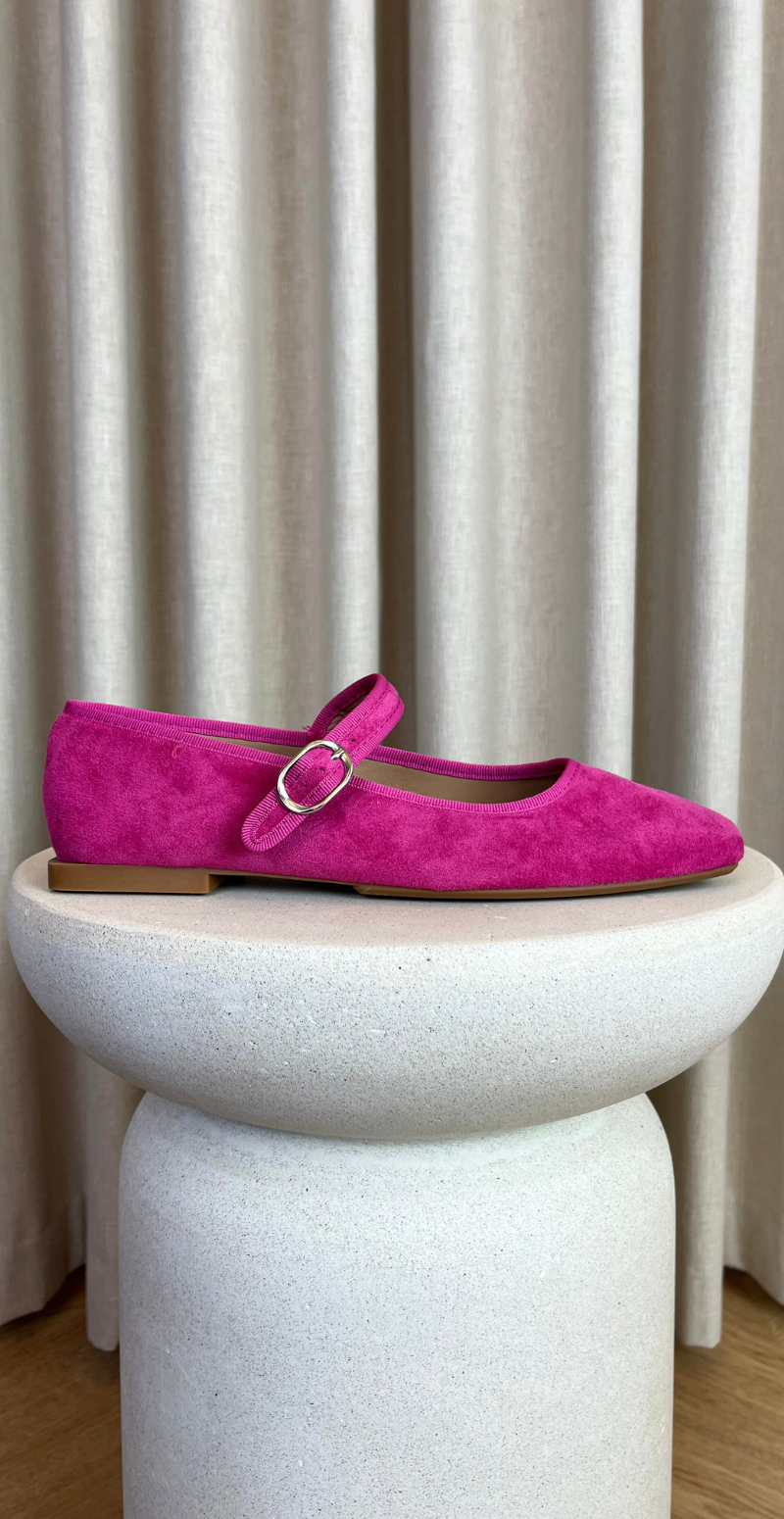 ballerina med rem fushia likelondon shoes