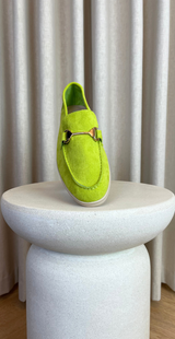 loafers med guld spænde grøn forfra likelondon shoes