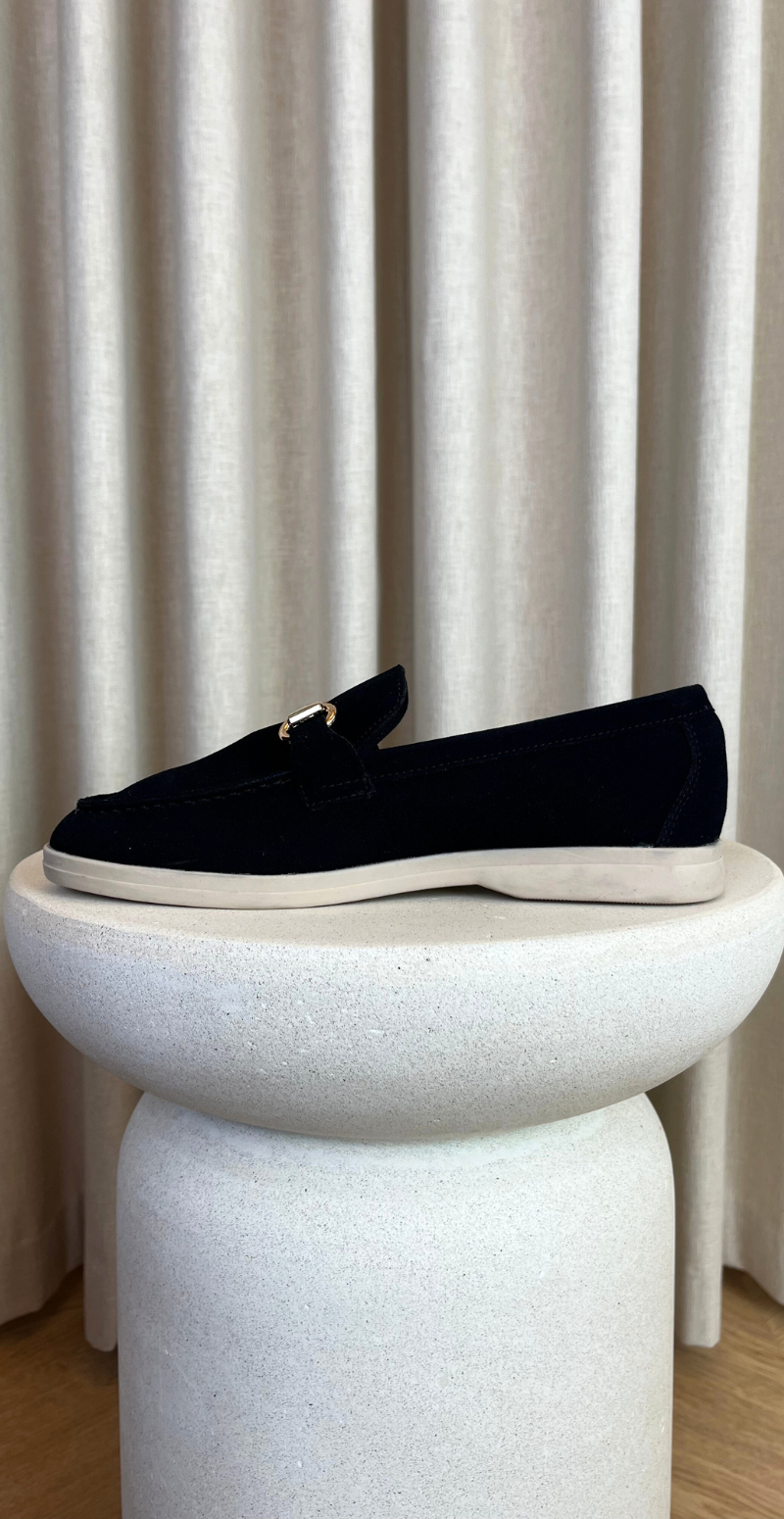 loafers med guld spænde sort inderside likelondon shoes