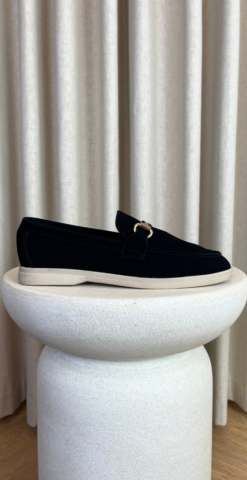 loafers med guld spænde sort likelondon shoes