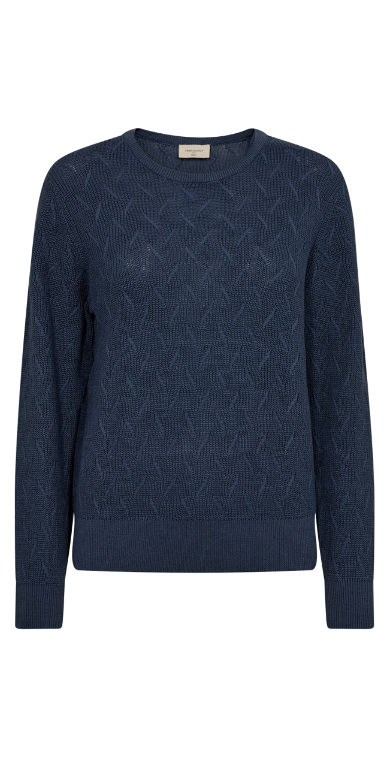 Dodo strikket pullover med mønster navy Freequent