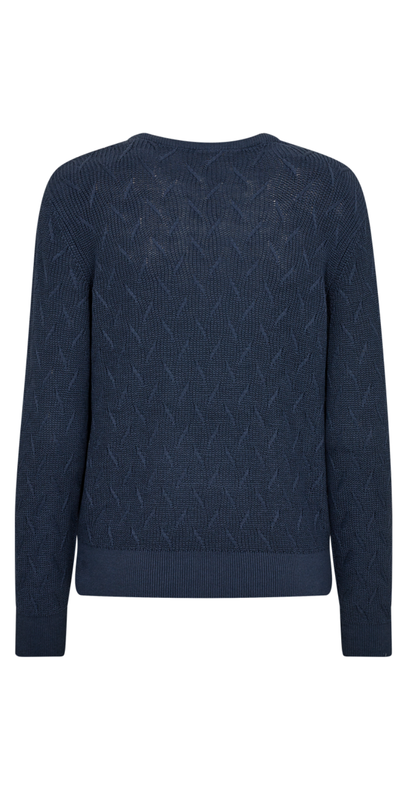 Dodo strikket pullover med mønster navy Freequent