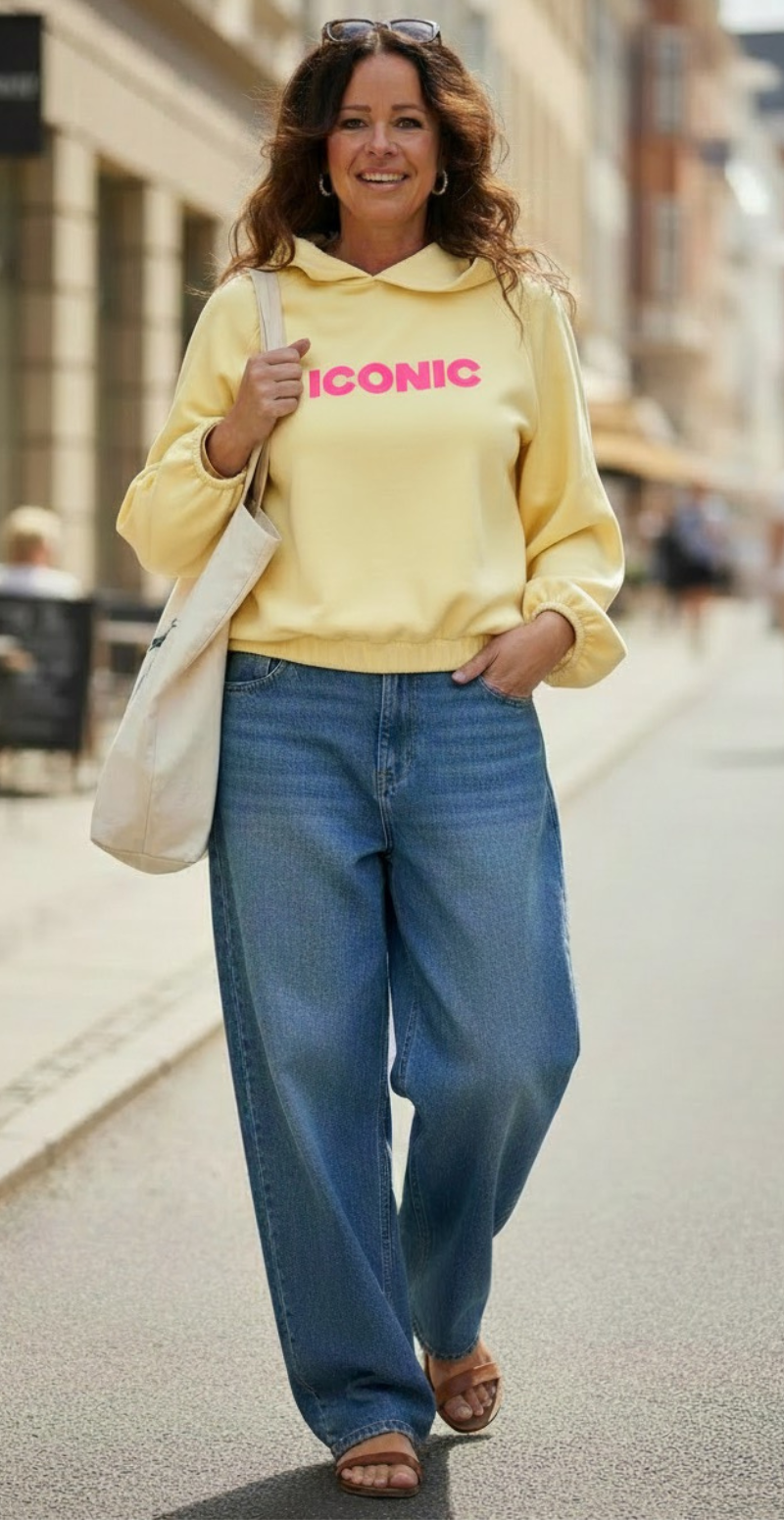 Nancy sweatshirt med hætte og iconic print lemon LikeLondon