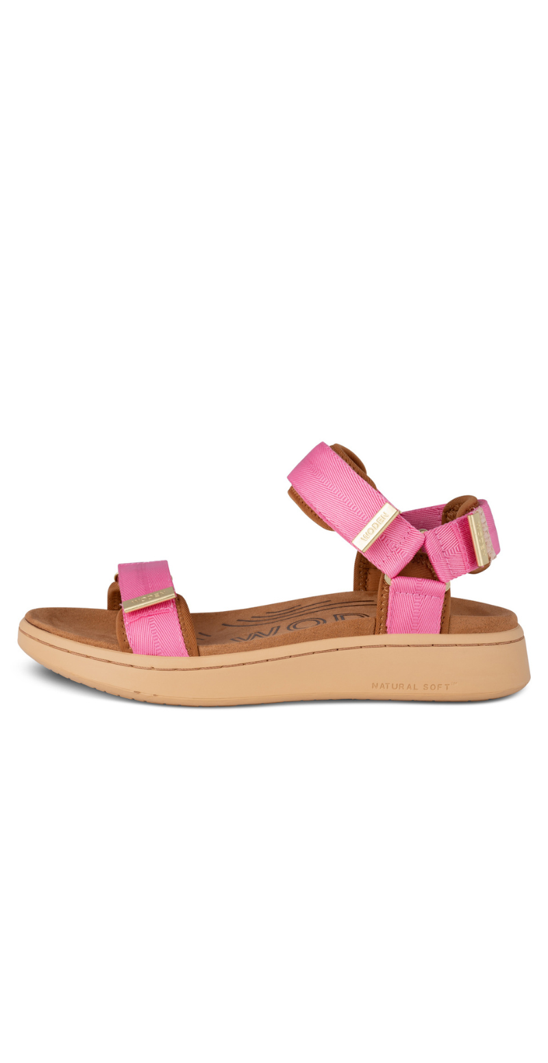 Line sandal med velcro aurora pink Woden