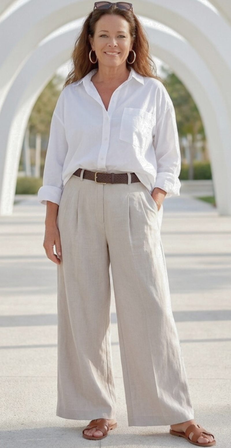 Romea bukser med vidde og bælte fango LikeLondon