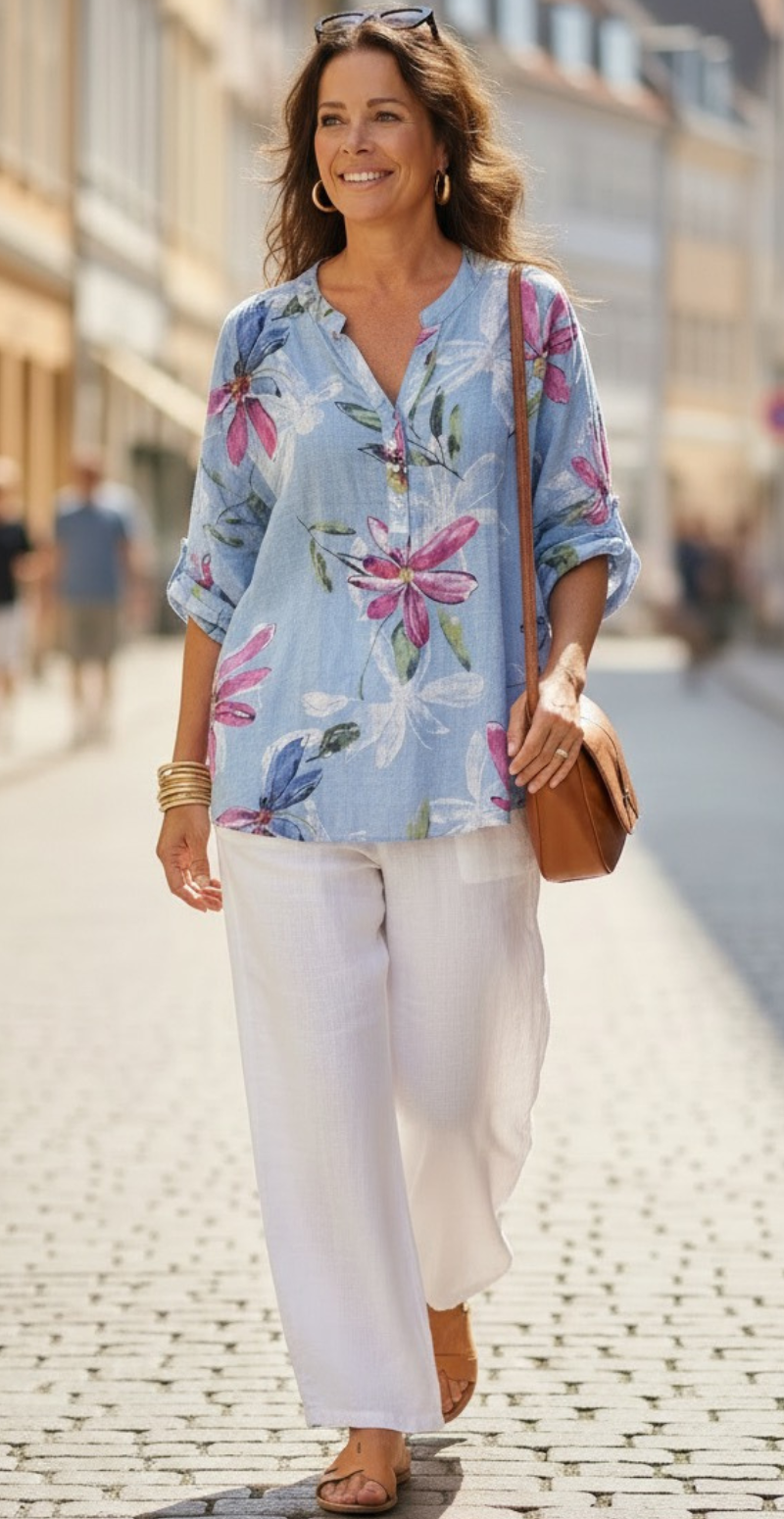 Deborah bluse med farverige blomster celeste LikeLondon