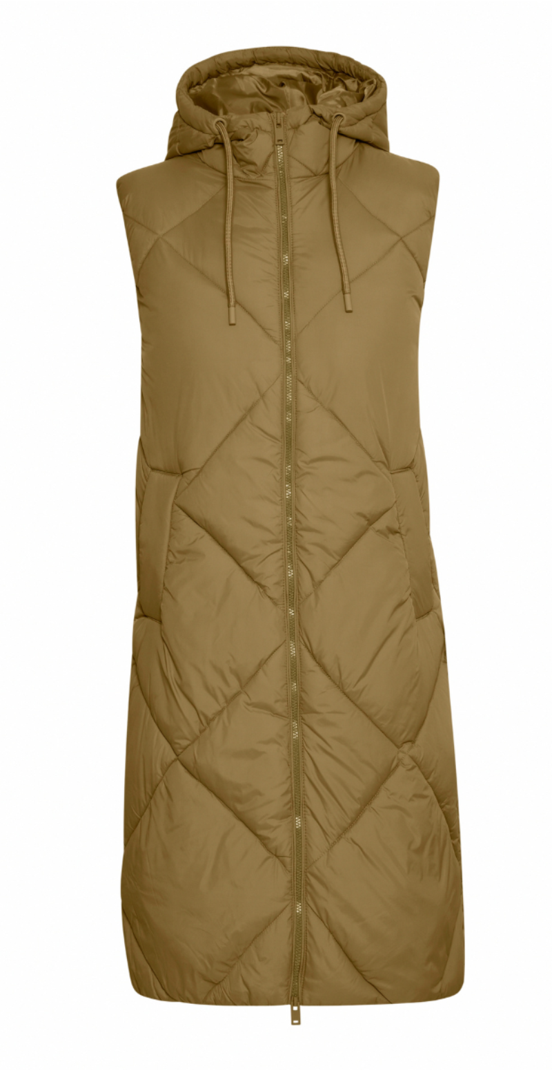 Bomina vest med lynlås military olive